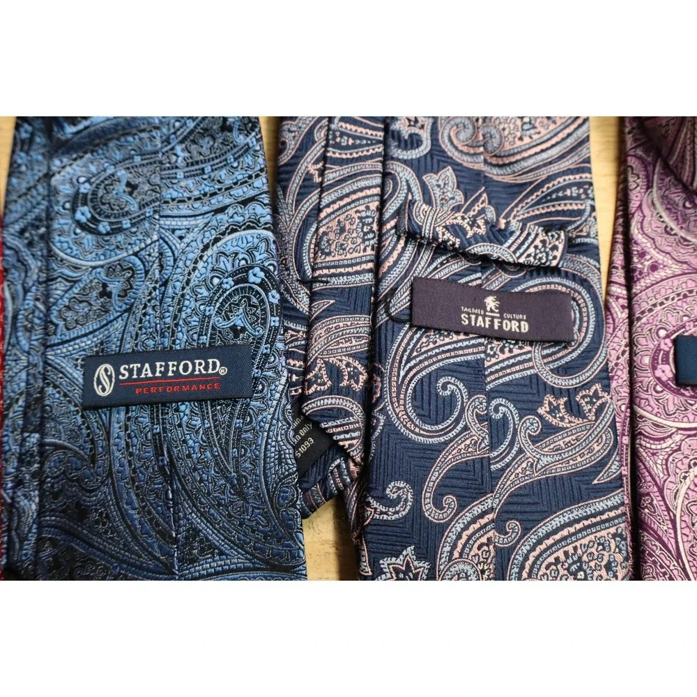 Lot of 9 Stafford‎ Silk Mens Dress Ties Blue Black Paisley Geometric Performance